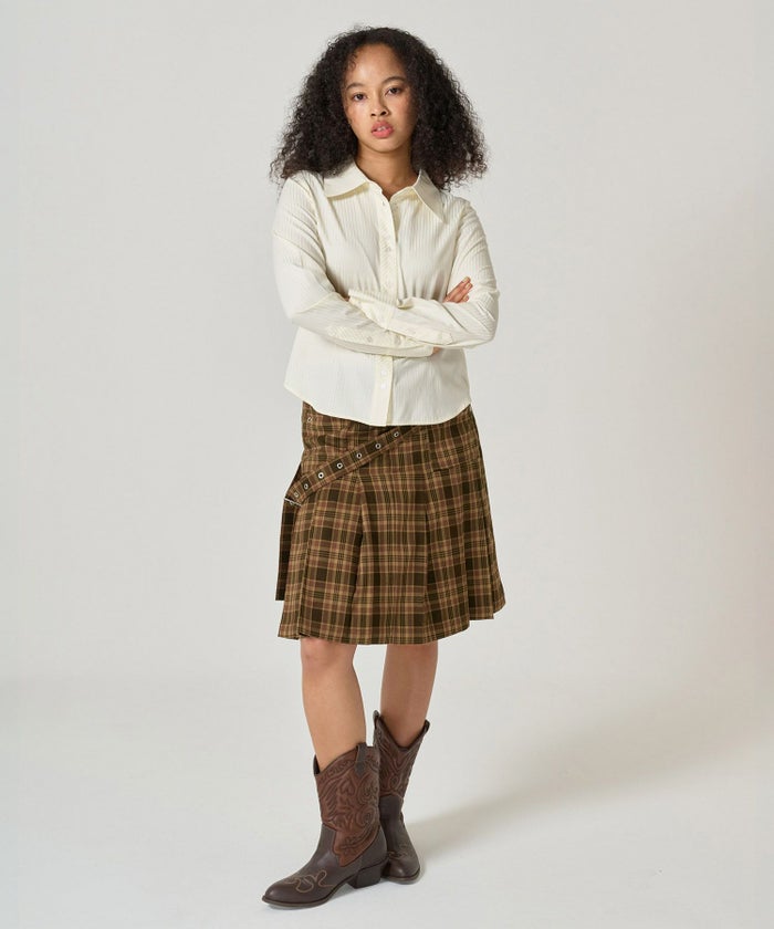 シャツ/ストライプ/光沢/コンパクト