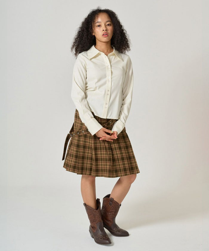 シャツ/ストライプ/光沢/コンパクト