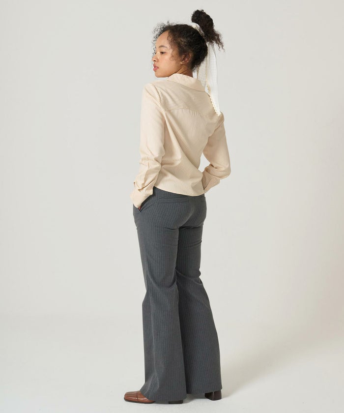 シャツ/ストライプ/光沢/コンパクト