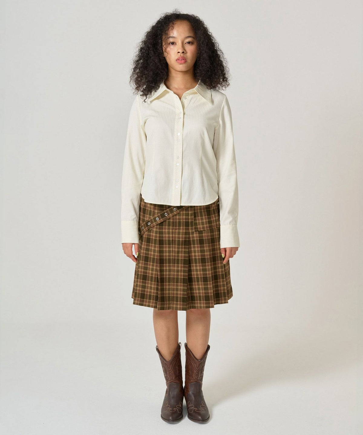 シャツ/ストライプ/光沢/コンパクト