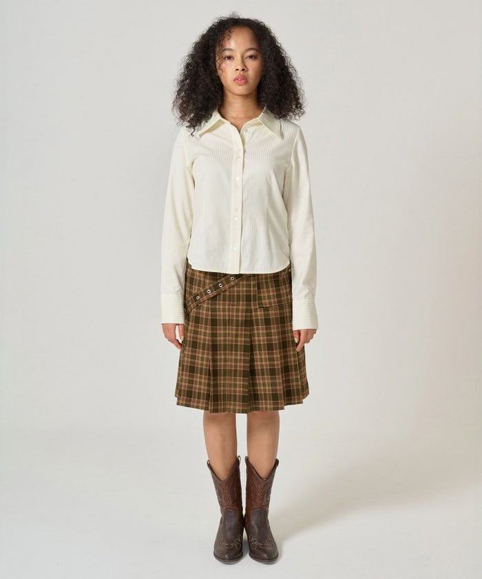 シャツ/ストライプ/光沢/コンパクト