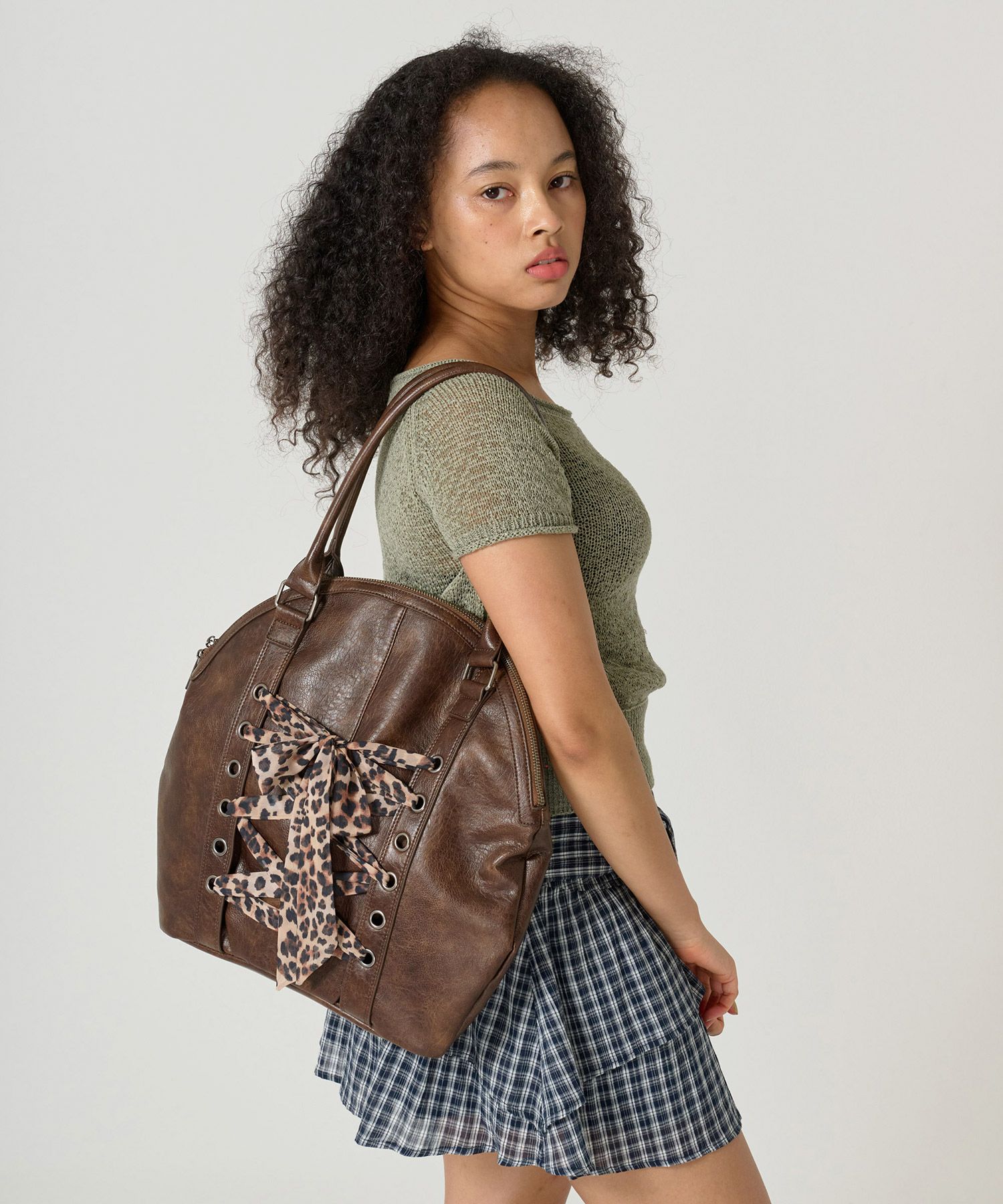 SUMMER SALE レースアップ フェイクレザーバッグ TINA：JOJUN 全2色