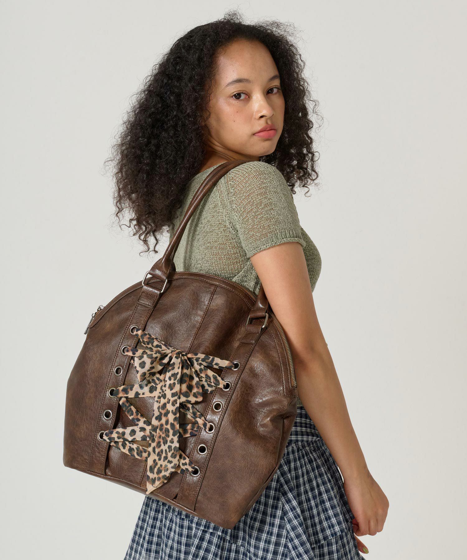 FLYING-SALE レースアップ フェイクレザーバッグ TINA：JOJUN 全2色