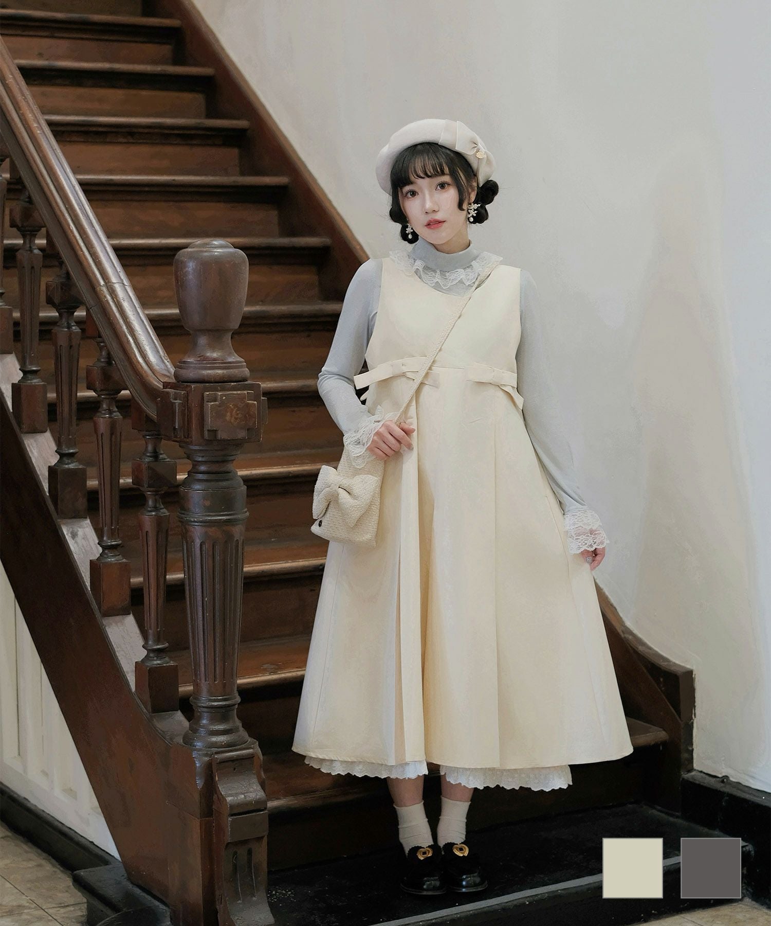 ボックス プリーツ ワンピース miolite 全2色｜mio311-0125【1