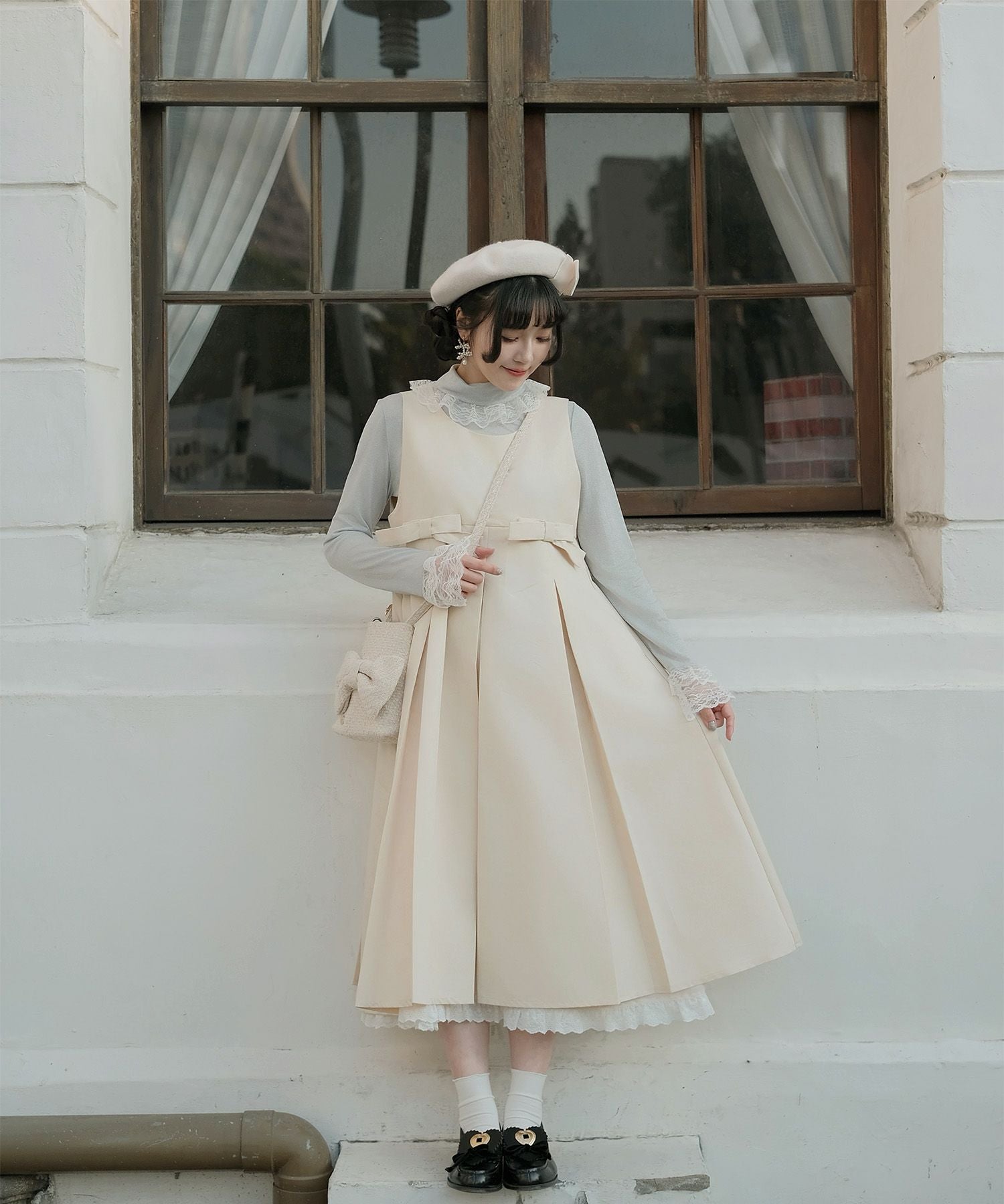 ボックス プリーツ ワンピース miolite 全2色｜mio311-0125【1