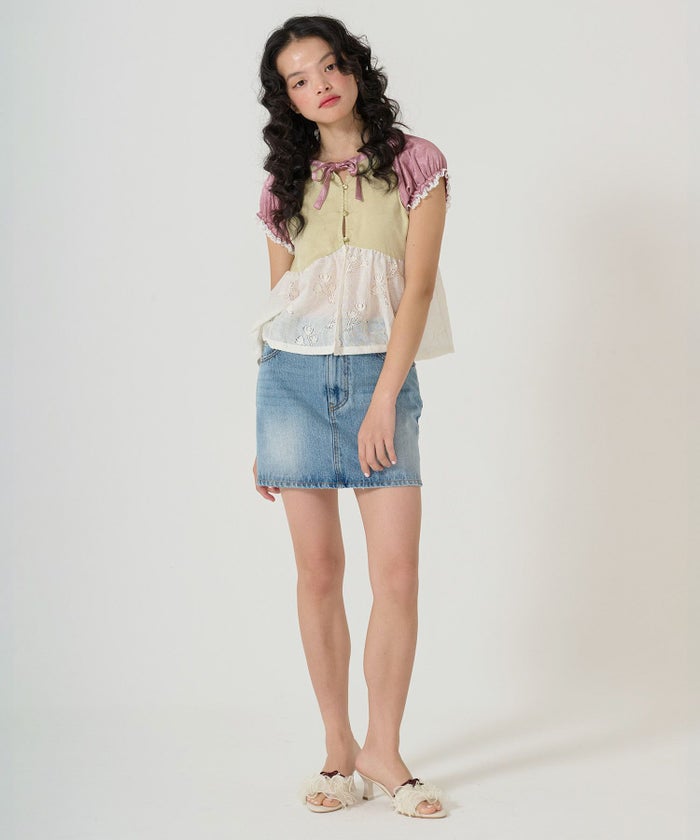 トップス/ブラウス/花柄/レース/ドッキング