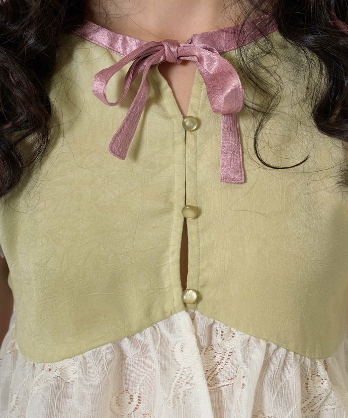 トップス/ブラウス/花柄/レース/ドッキング