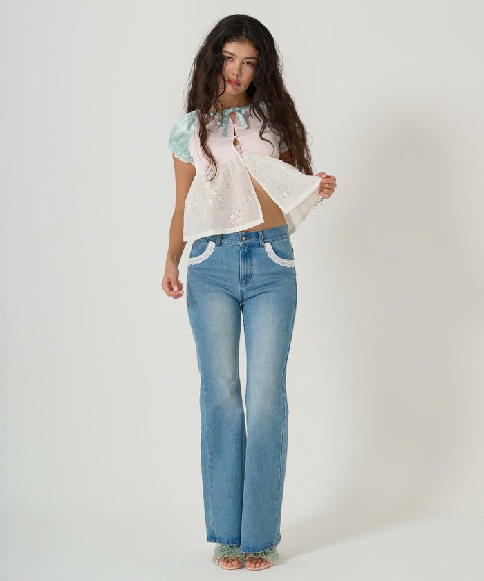 トップス/ブラウス/花柄/レース/ドッキング