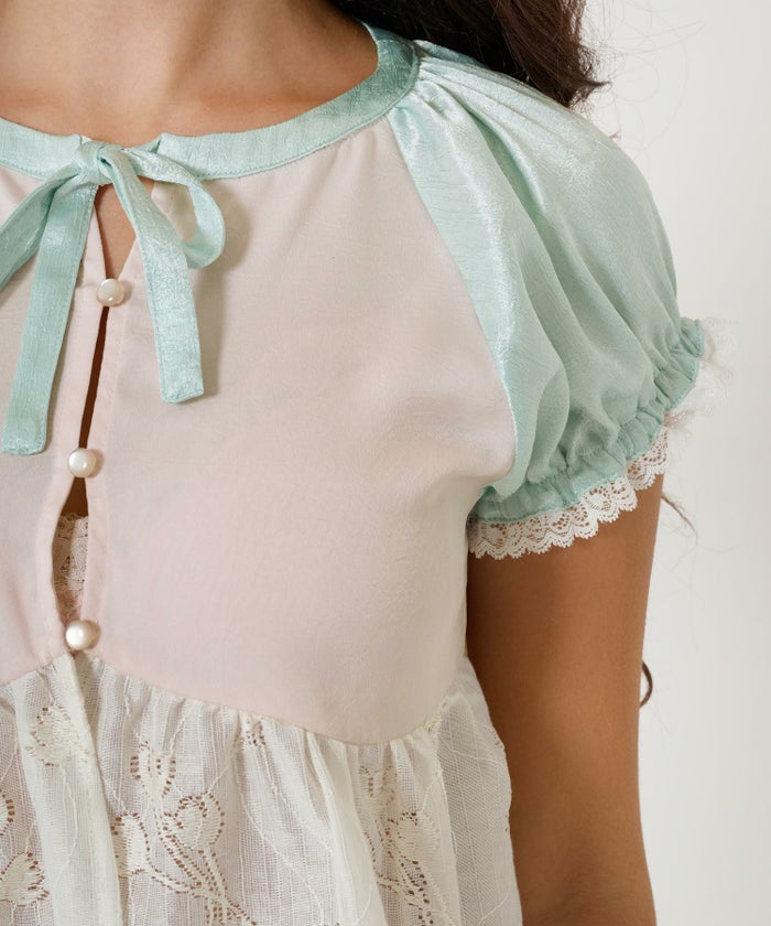 トップス/ブラウス/花柄/レース/ドッキング