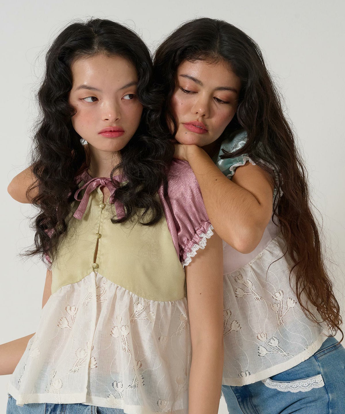 トップス/ブラウス/花柄/レース/ドッキング