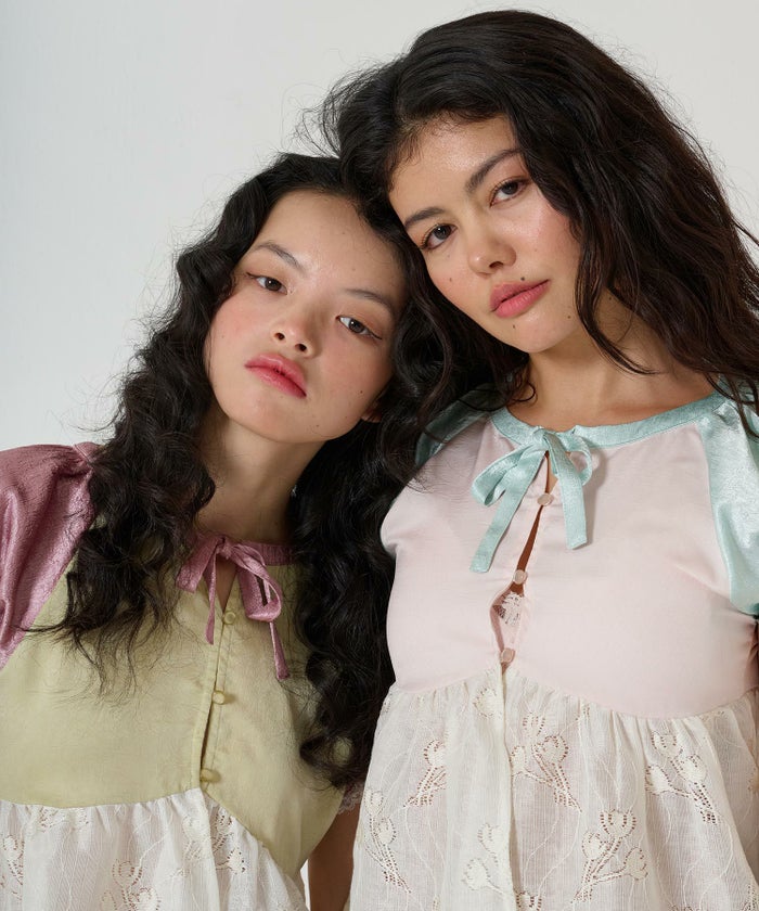 トップス/ブラウス/花柄/レース/ドッキング