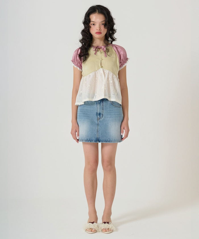 トップス/ブラウス/花柄/レース/ドッキング