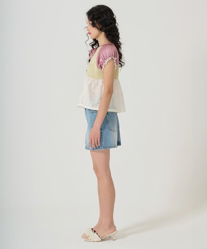 トップス/ブラウス/花柄/レース/ドッキング