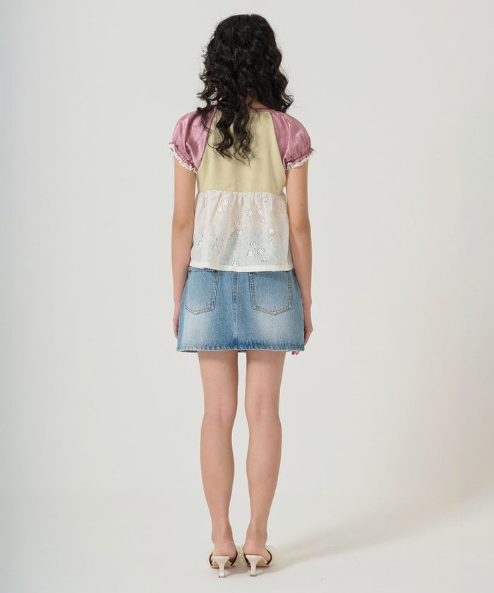 トップス/ブラウス/花柄/レース/ドッキング