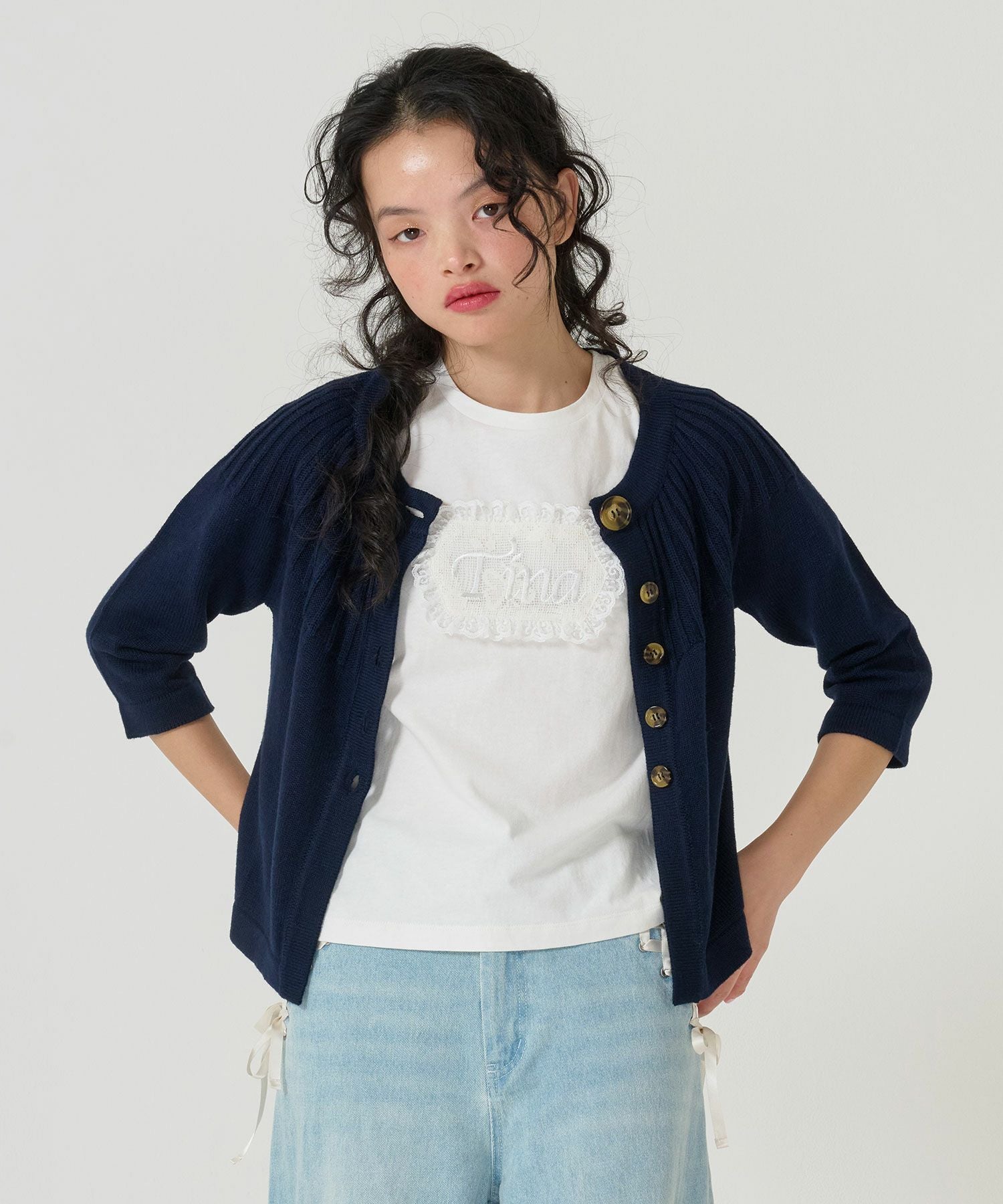限定Price！SALE 七分袖 ニットカーディガン TINA：JOJUN 全2色