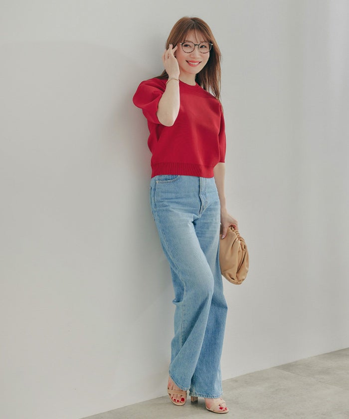 手洗い可体型カバーパフスリーブオフィスラウンドネックおしゃれフェミニン上品大人可愛いきれいめシンプルジョイントスペース