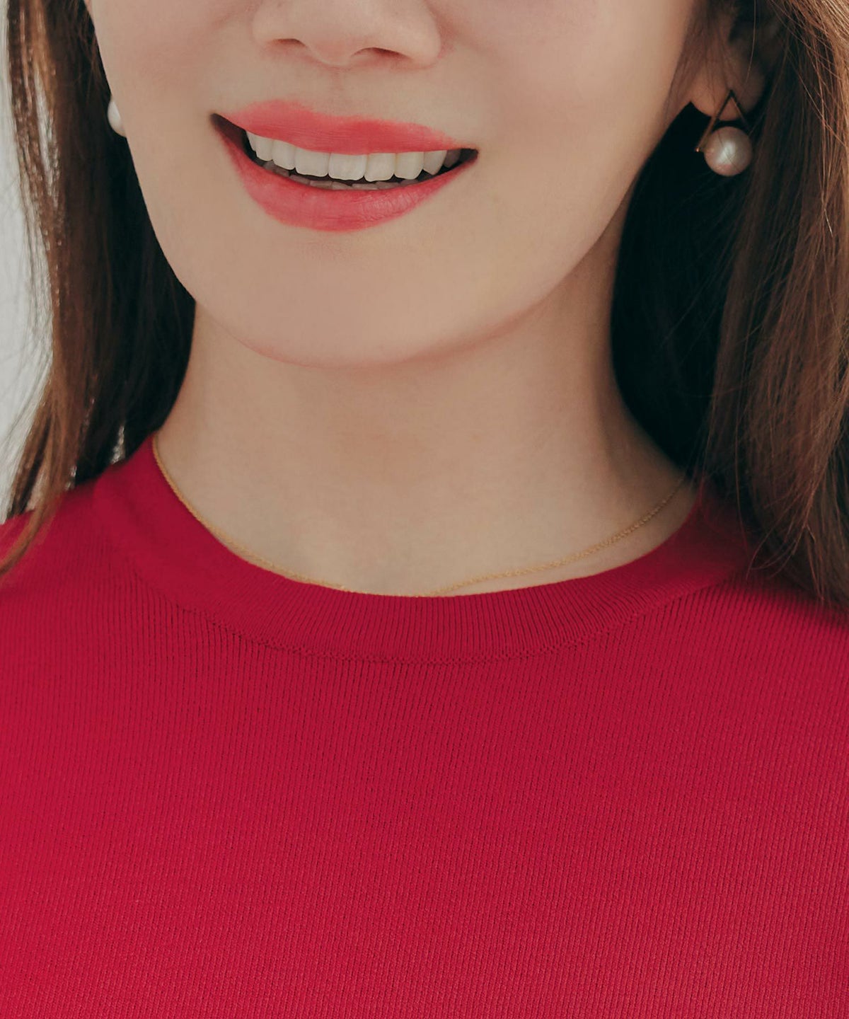 手洗い可体型カバーパフスリーブオフィスラウンドネックおしゃれフェミニン上品大人可愛いきれいめシンプルジョイントスペース