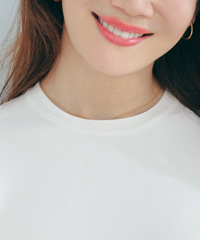 手洗い可体型カバーパフスリーブオフィスラウンドネックおしゃれフェミニン上品大人可愛いきれいめシンプルジョイントスペース