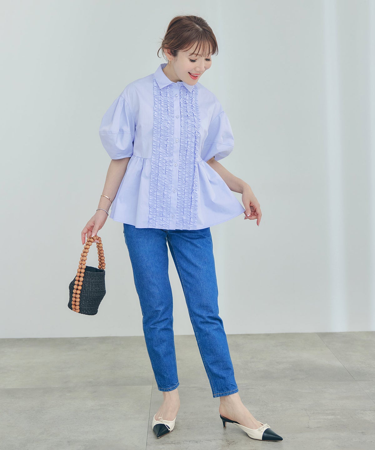 新色追加 手洗い可 体型カバー オフィス おしゃれ フェミニン 上品 大人可愛い きれいめ 春 夏 ジョイントスペース