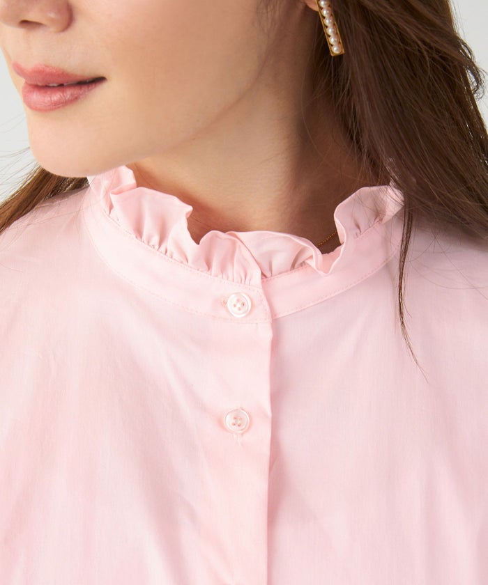 手洗い可体型カバーパフスリーブオフィスおしゃれフェミニン上品大人可愛いきれいめ春ジョイントスペース