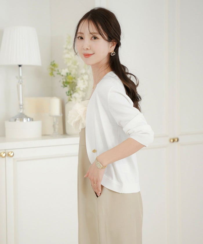 レディース/セレクト/カーディガン/羽織/ボレロ/ニット/薄手/軽羽織/長袖/冷房対策/日焼け対策/日除け/ホワイト/ピンク/ライトグレー/上品/シンプル