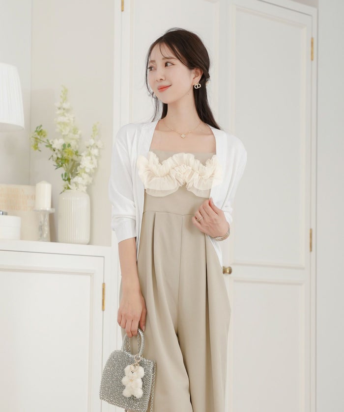 レディース/セレクト/カーディガン/羽織/ボレロ/ニット/薄手/軽羽織/長袖/冷房対策/日焼け対策/日除け/ホワイト/ピンク/ライトグレー/上品/シンプル