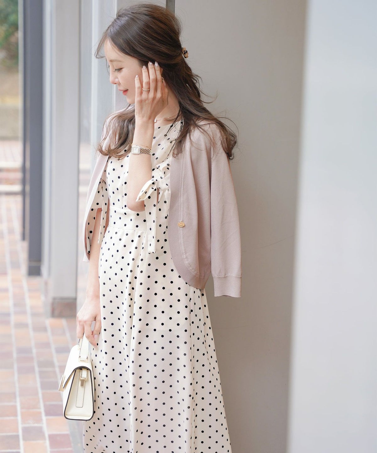 レディース/セレクト/カーディガン/羽織/ボレロ/ニット/薄手/軽羽織/長袖/冷房対策/日焼け対策/日除け/ホワイト/ピンク/ライトグレー/上品/シンプル