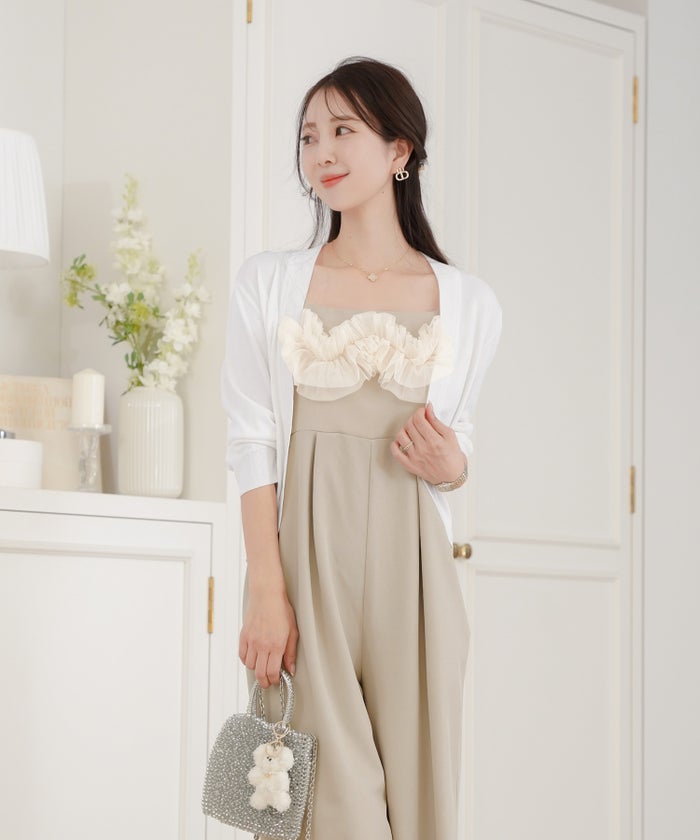 レディース/セレクト/カーディガン/羽織/ボレロ/ニット/薄手/軽羽織/長袖/冷房対策/日焼け対策/日除け/ホワイト/ピンク/ライトグレー/上品/シンプル