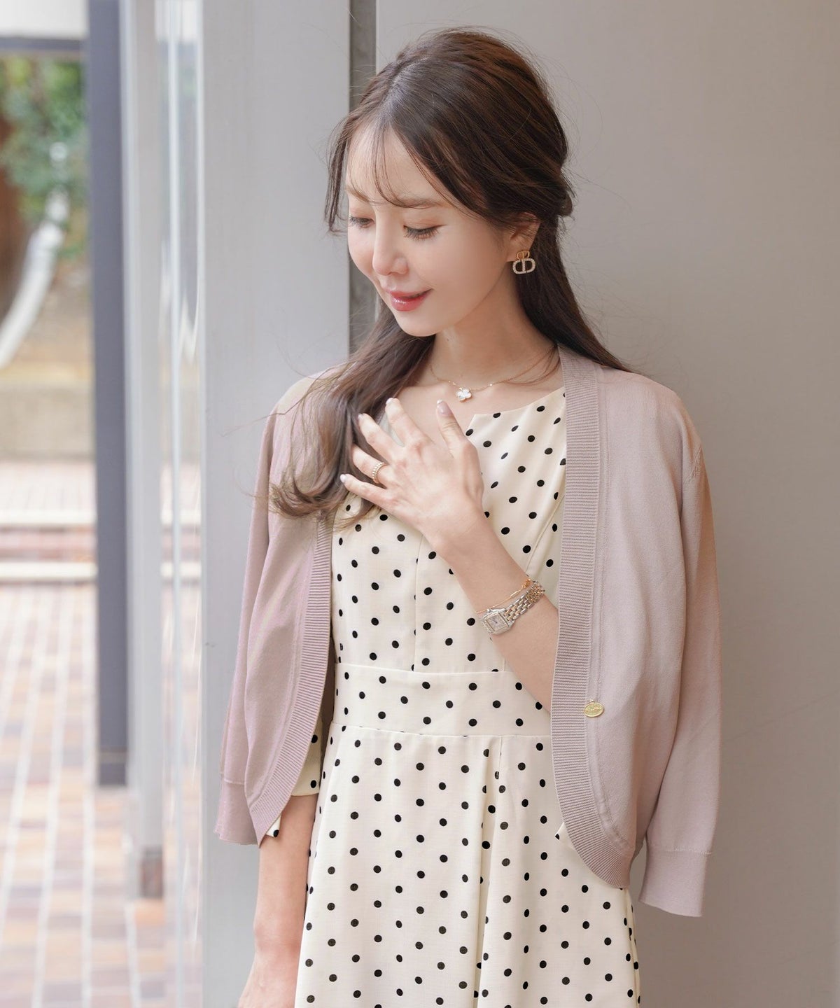 レディース/セレクト/カーディガン/羽織/ボレロ/ニット/薄手/軽羽織/長袖/冷房対策/日焼け対策/日除け/ホワイト/ピンク/ライトグレー/上品/シンプル