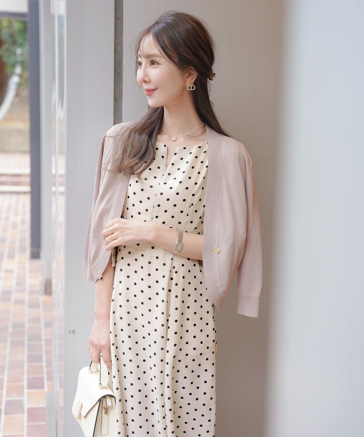 レディース/セレクト/カーディガン/羽織/ボレロ/ニット/薄手/軽羽織/長袖/冷房対策/日焼け対策/日除け/ホワイト/ピンク/ライトグレー/上品/シンプル