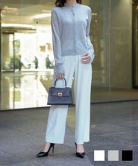 レディース カーディガン フリル 上品 きれいめ 洗える 指穴 冷房対策 ホワイト グレー ブラック M フリルカフ ニット カーディガン HUIT