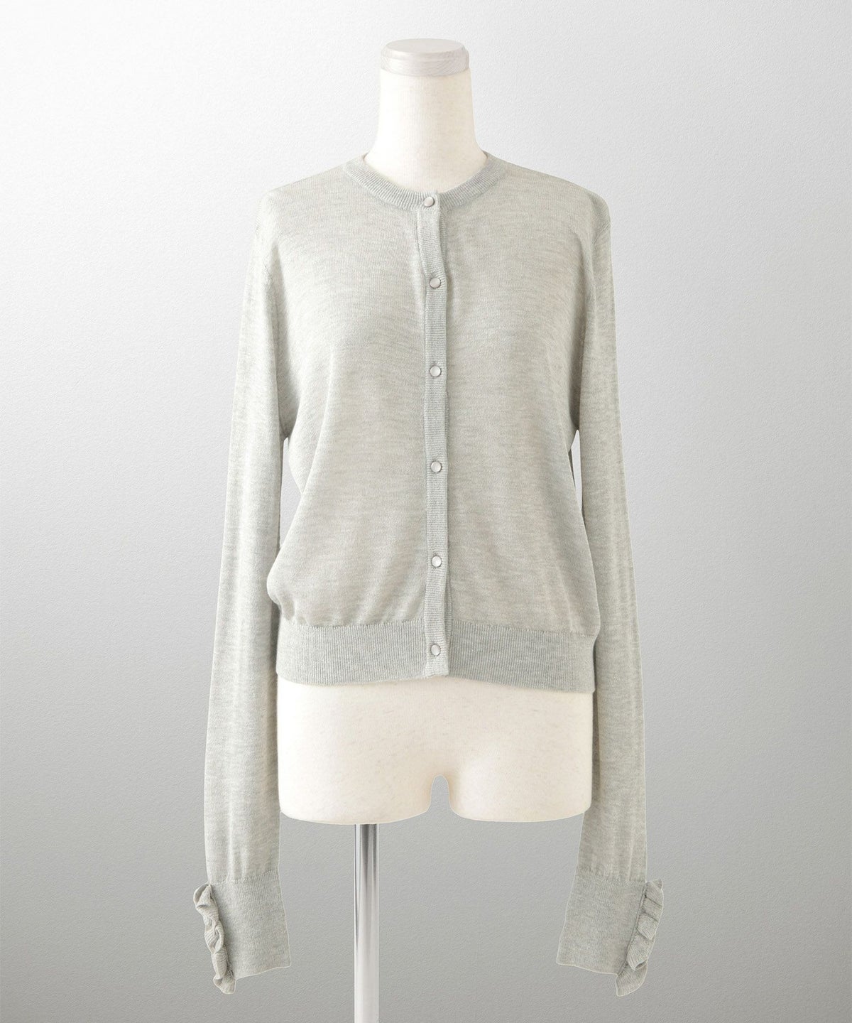 レディース/カーディガン/フリル/上品/きれいめ/洗える/指穴/冷房対策/ホワイト/グレー/ブラック/M