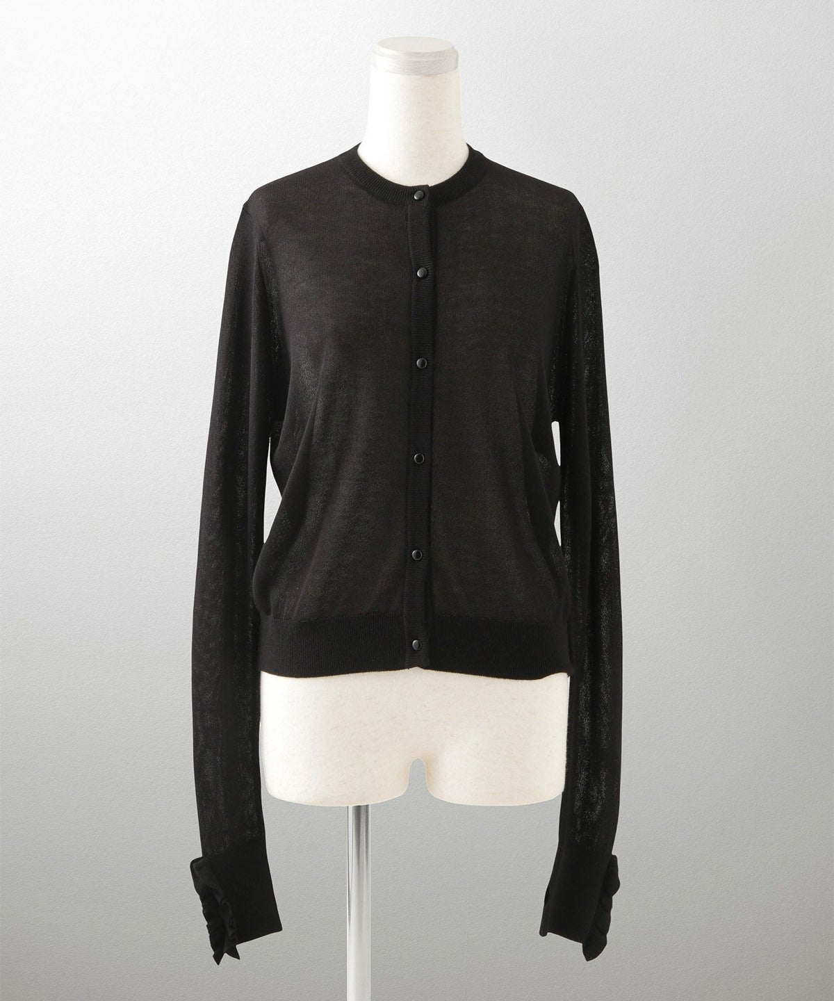 レディース/カーディガン/フリル/上品/きれいめ/洗える/指穴/冷房対策/ホワイト/グレー/ブラック/M