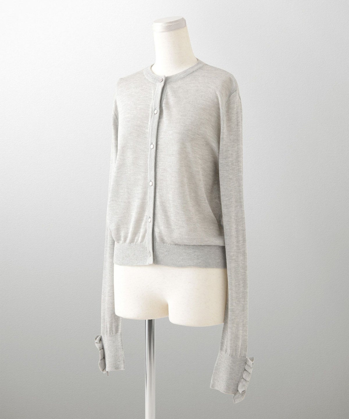 レディース/カーディガン/フリル/上品/きれいめ/洗える/指穴/冷房対策/ホワイト/グレー/ブラック/M