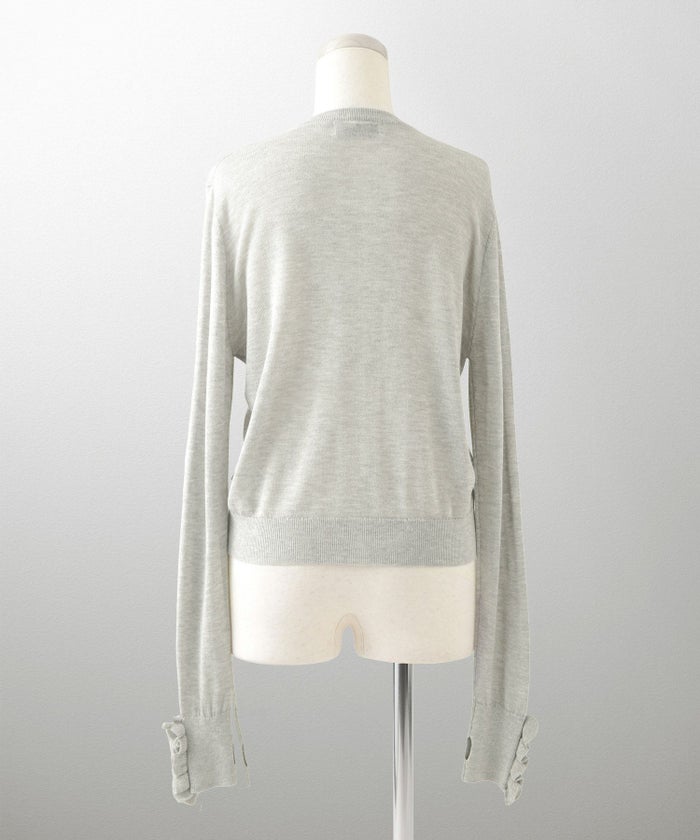 レディース/カーディガン/フリル/上品/きれいめ/洗える/指穴/冷房対策/ホワイト/グレー/ブラック/M