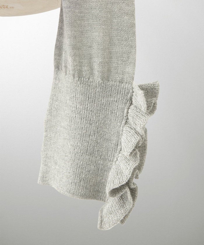 レディース/カーディガン/フリル/上品/きれいめ/洗える/指穴/冷房対策/ホワイト/グレー/ブラック/M