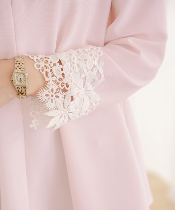 レディース/トップス/カットソー/シンプル/無地/カジュアル/伸縮/リブ/春/夏/秋/インナー/オフィスカジュアル/通勤/カジュアル/エレガント/フェミニン/パワショル/長袖/8分袖/レース/綺麗め/オケージョン/授業参観/袖レース/フロントファスナー/前あき/授乳/ママ/フレア