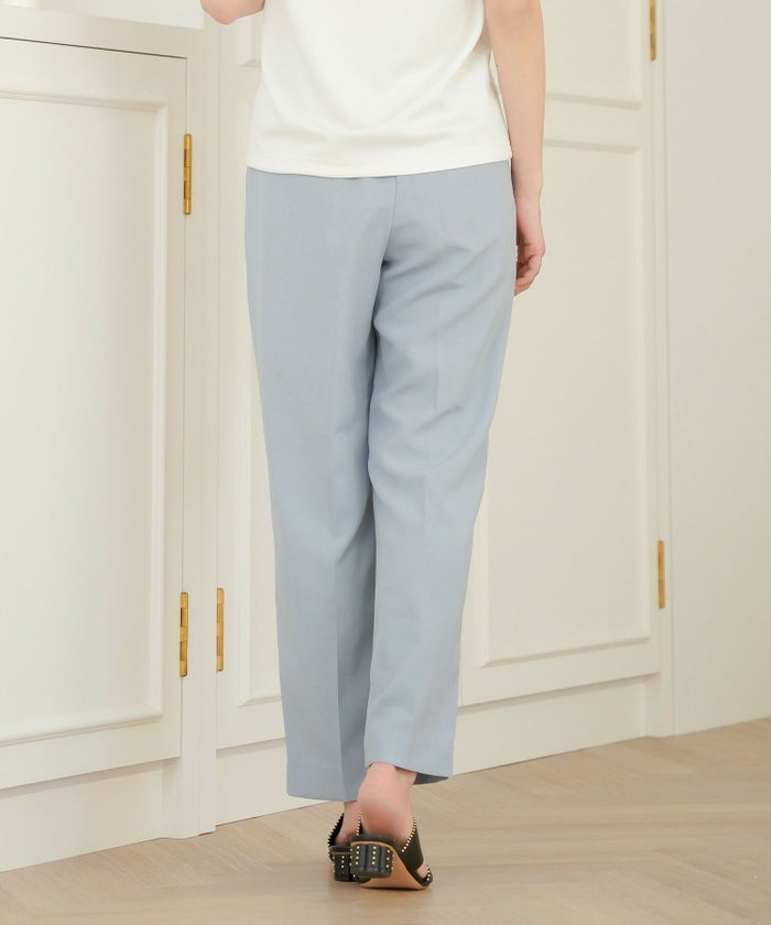 レディース/セレクト/パンツ/ボトムス/テーパードパンツ/スティックパンツ/ドロスト/ドローストリング/絞る/ポケット/細身/センタープレス/オールシーズン/春/夏/ライトグレー/サックス/ネイビー/オフィスカジュアル/きれいめ/上品/シンプル