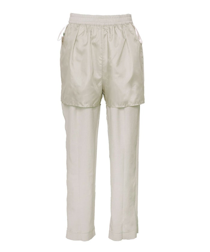 レディース/セレクト/パンツ/ボトムス/テーパードパンツ/スティックパンツ/ドロスト/ドローストリング/絞る/ポケット/細身/センタープレス/オールシーズン/春/夏/ライトグレー/サックス/ネイビー/オフィスカジュアル/きれいめ/上品/シンプル