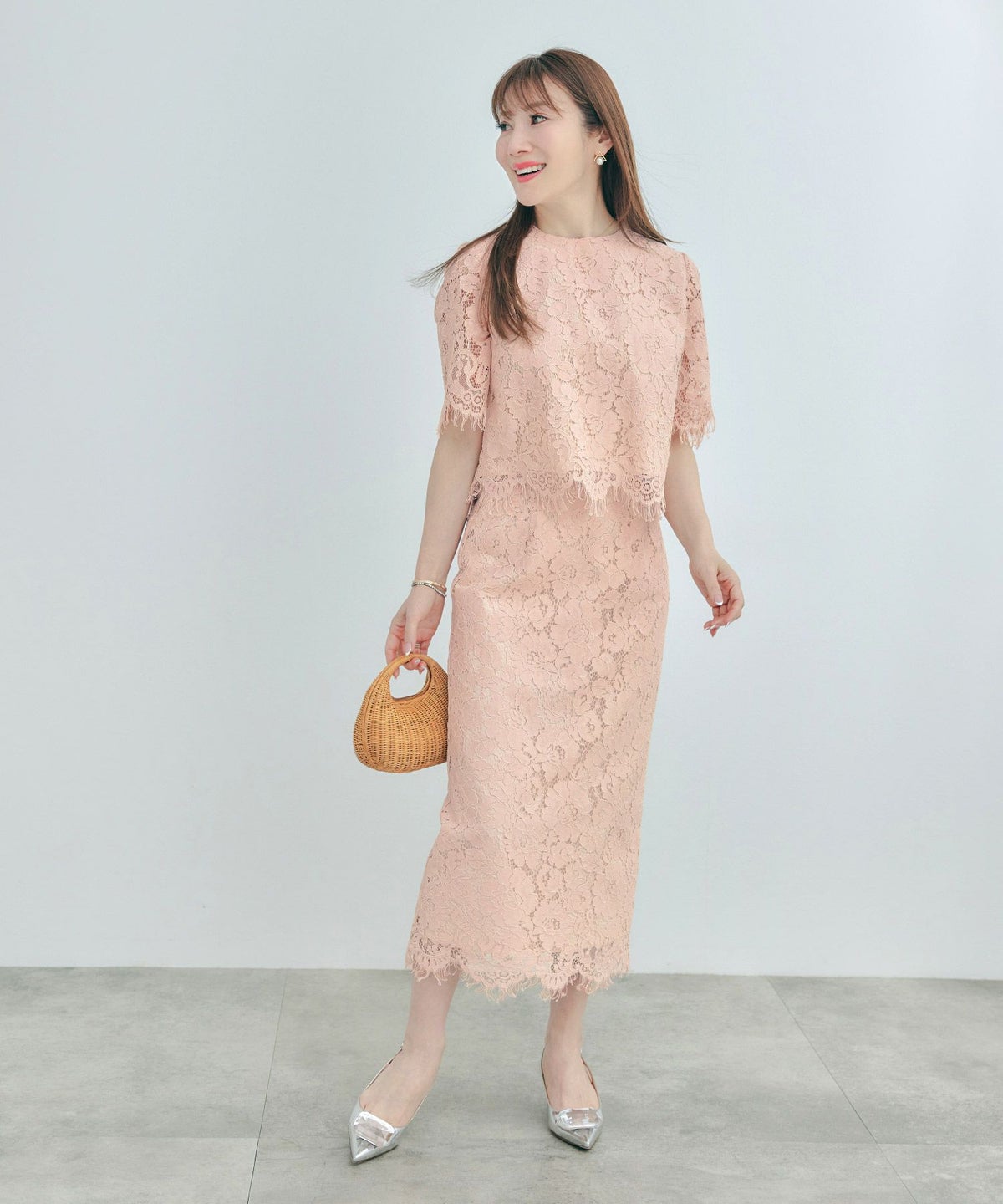 セットアップ対応可上品きれいめエレガントスカラップセレモニーフォーマルシアー春透け感フェミニンジョイントスペース