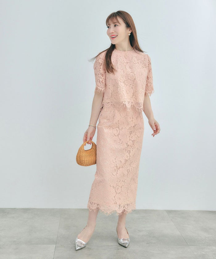 セットアップ対応可上品きれいめエレガントスカラップセレモニーフォーマルシアー春透け感フェミニンジョイントスペース