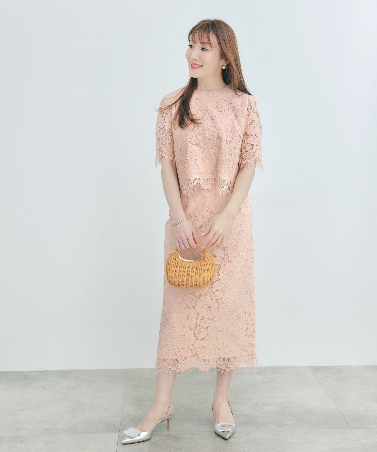 セットアップ対応可上品きれいめエレガントスカラップセレモニーフォーマルシアー春透け感フェミニンジョイントスペース