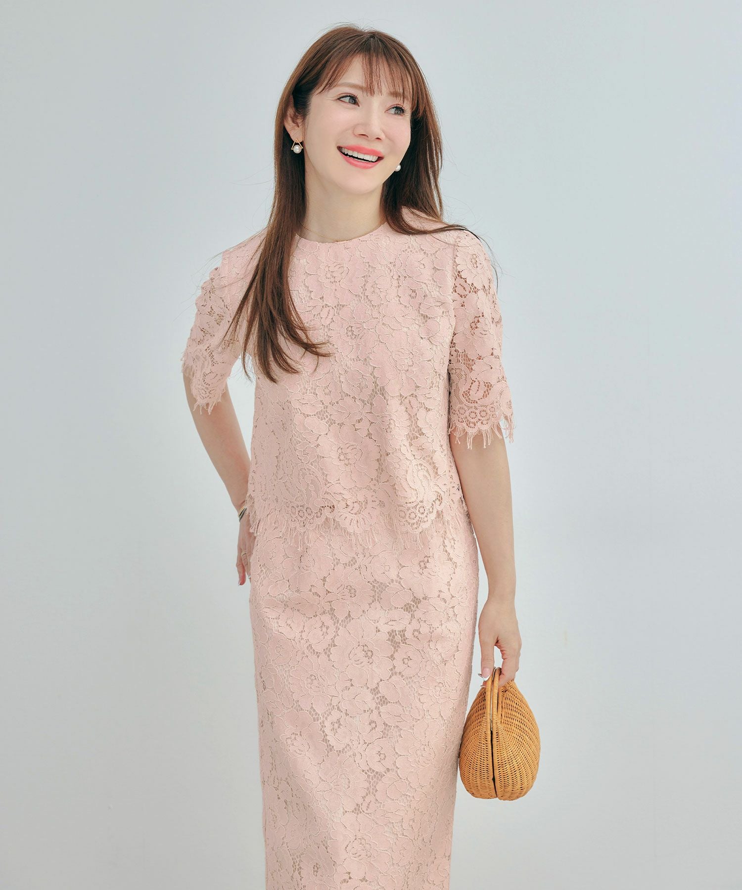 スカラップ レース ショート丈 ブラウス Liala×PG