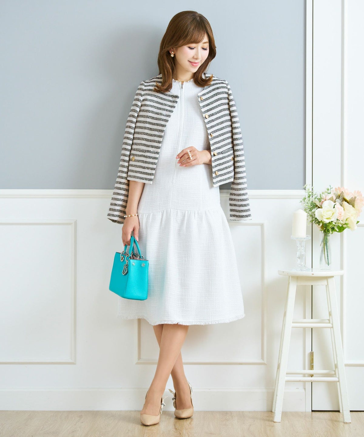 セレクトアウター春白黒かわいいオフィス大人長袖ライトジャケットレディーストップスノーカラージョイントスペース