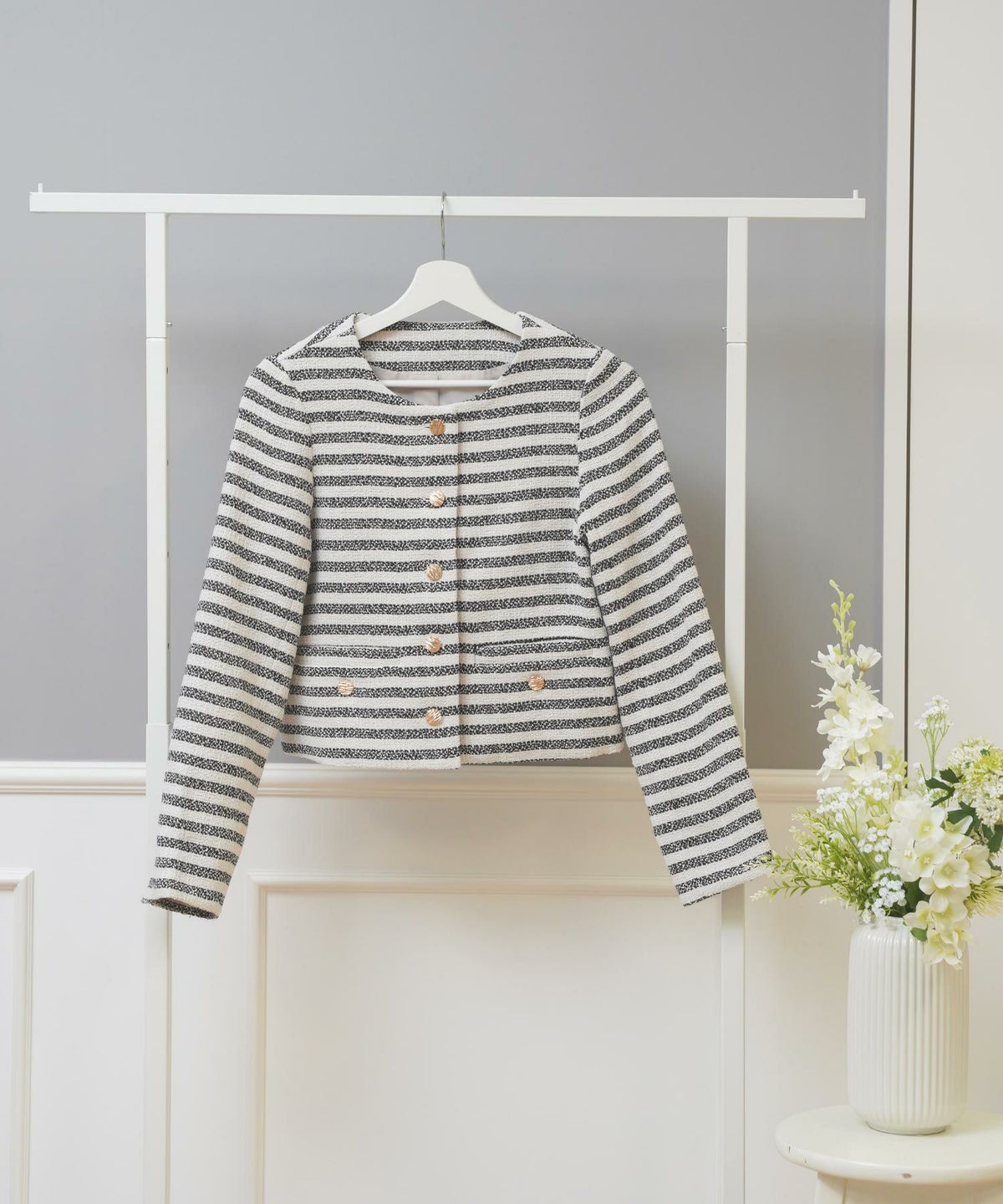 セレクトアウター春白黒かわいいオフィス大人長袖ライトジャケットレディーストップスノーカラージョイントスペース