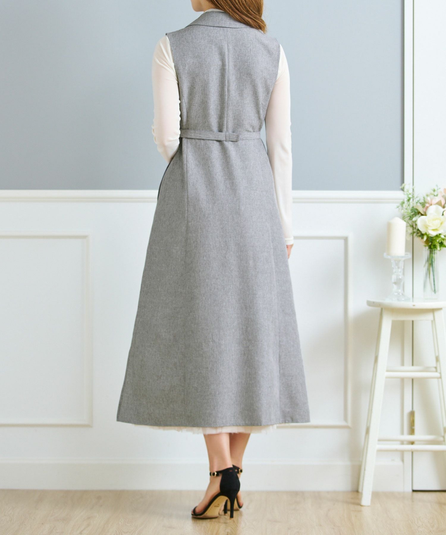 トレンチ風 ロング ワンピース & ジレ