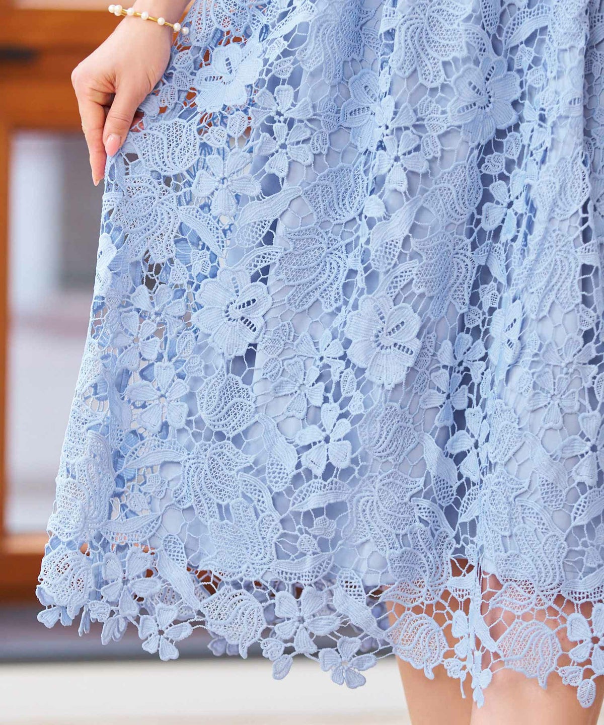 レースのワンピースレディース白黒半袖フォーマル重ね着風膝丈ウエストゴムきれいめ大人春夏ジョイントスペース