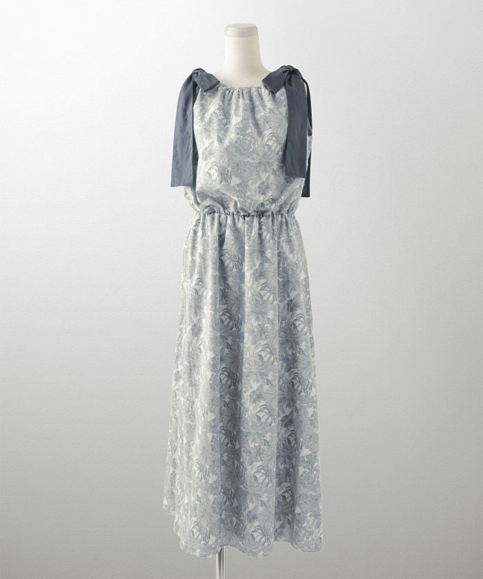 レディース/ワンピース/リゾート/ロングワンピース/リボンショルダー/ノースリーブ/シェル柄/花柄/S/M