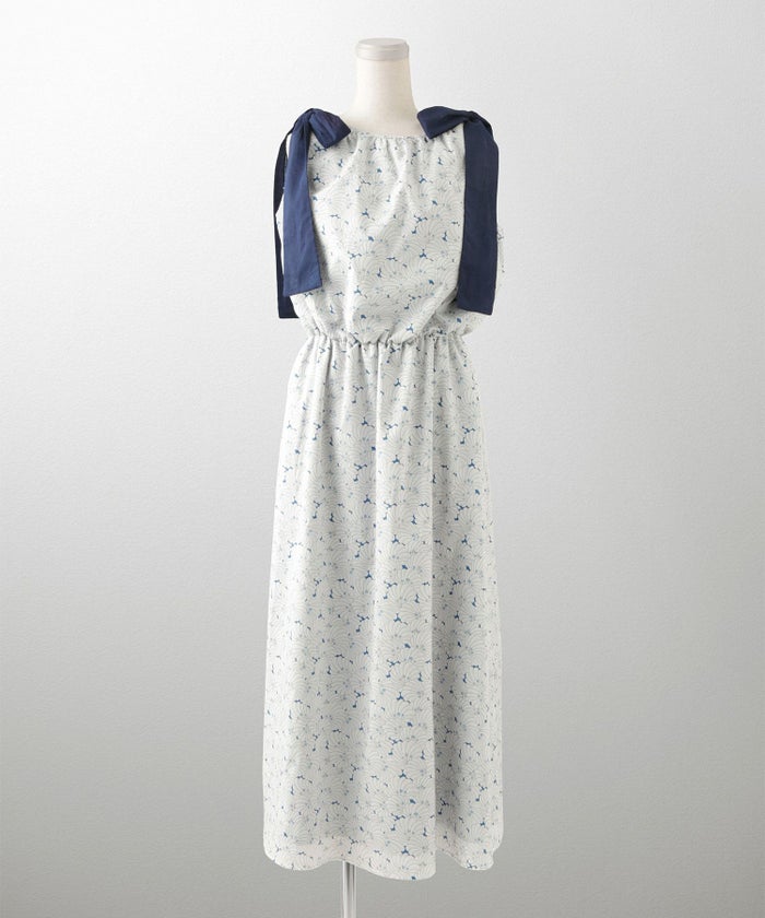 レディース/ワンピース/リゾート/ロングワンピース/リボンショルダー/ノースリーブ/シェル柄/花柄/S/M