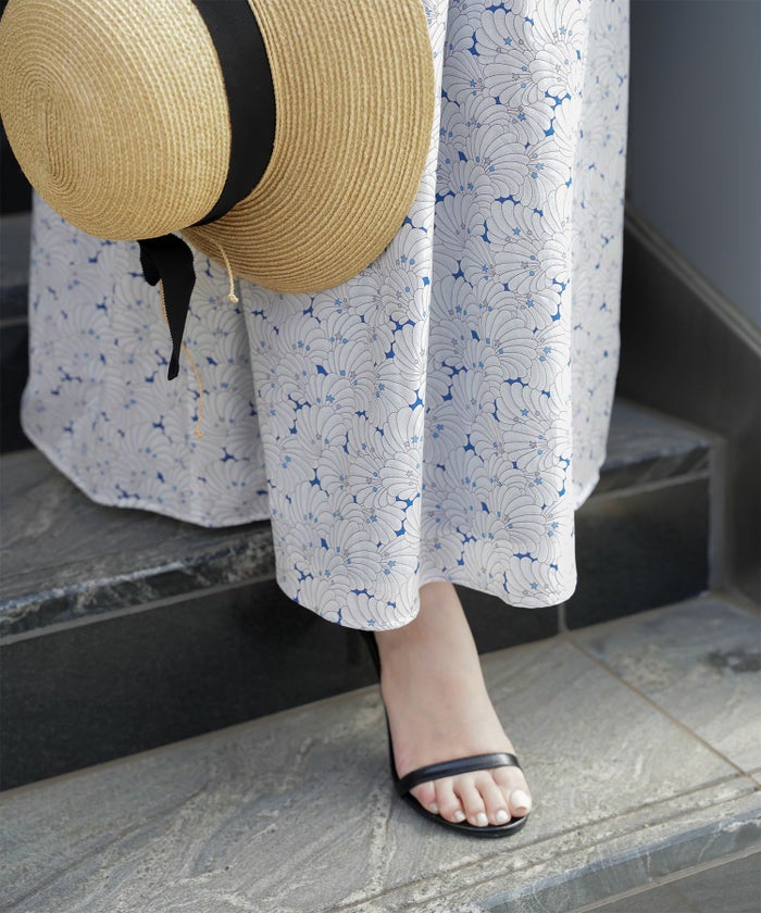 レディース/ワンピース/リゾート/ロングワンピース/リボンショルダー/ノースリーブ/シェル柄/花柄/S/M